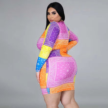 Load image into Gallery viewer, Rainbow Bandana Patchwork Plus Size Dress 🌈 💐

