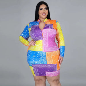 Rainbow Bandana Patchwork Plus Size Dress 🌈 💐