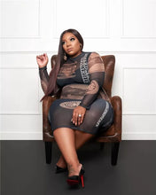 Load image into Gallery viewer, Black Money Mesh Plus Size Dress 💸💰
