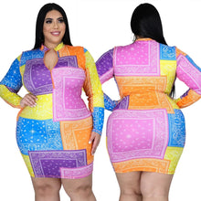 Load image into Gallery viewer, Rainbow Bandana Patchwork Plus Size Dress 🌈 💐
