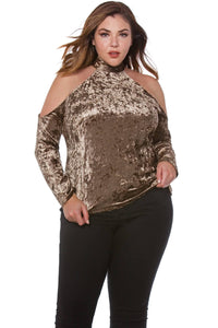 Crushed Velvet Off The Shoulder Cutout Top 🐻
